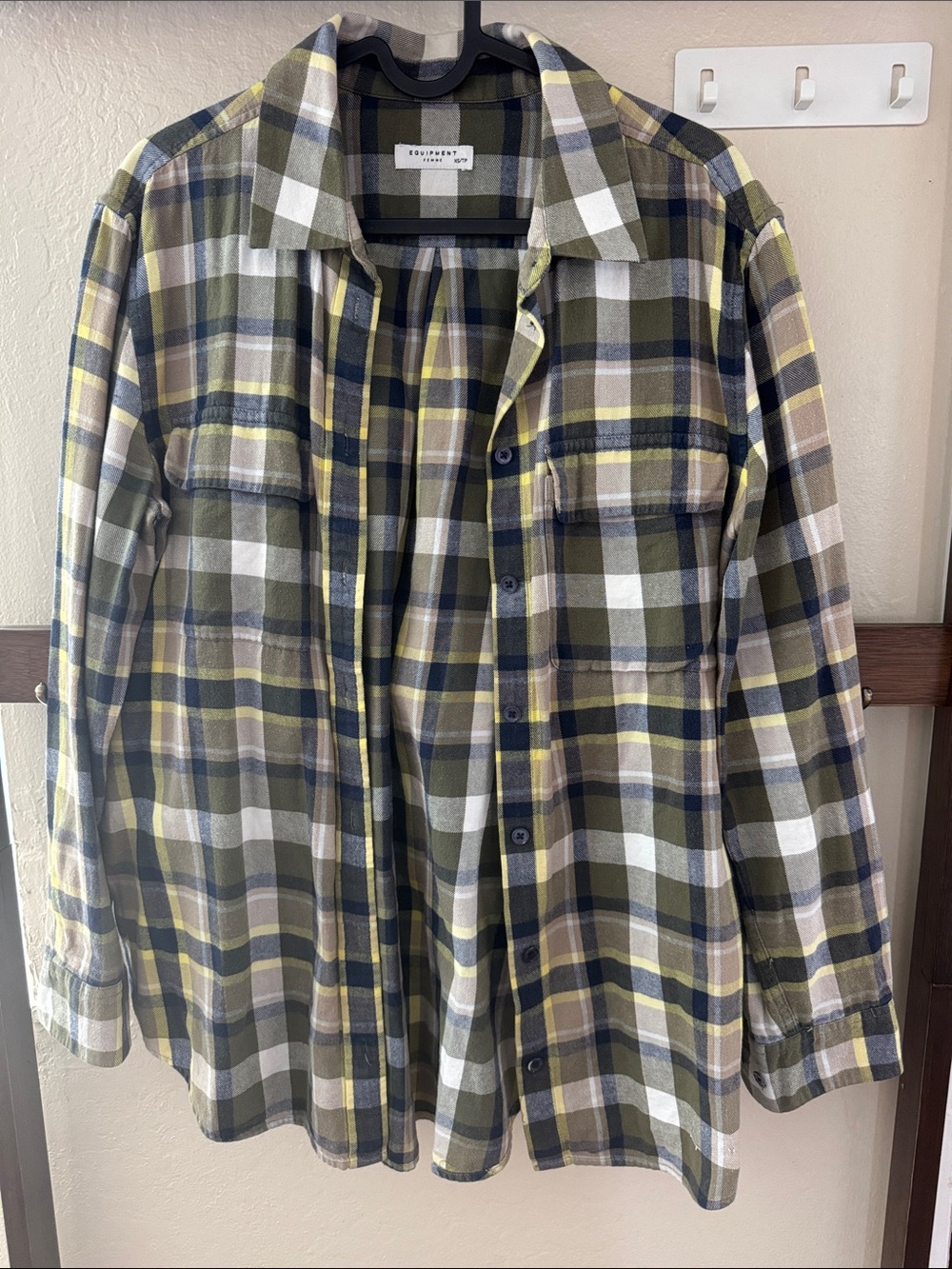 Equipment Olive, Yellow & White Plaid Button-Up Shirt